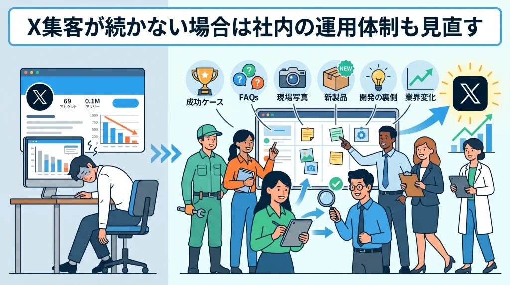 5. X集客が続かない場合は社内の運用体制も見直す