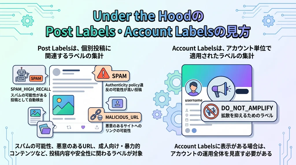 3. Under the HoodのPost Labels・Account Labelsの見方
