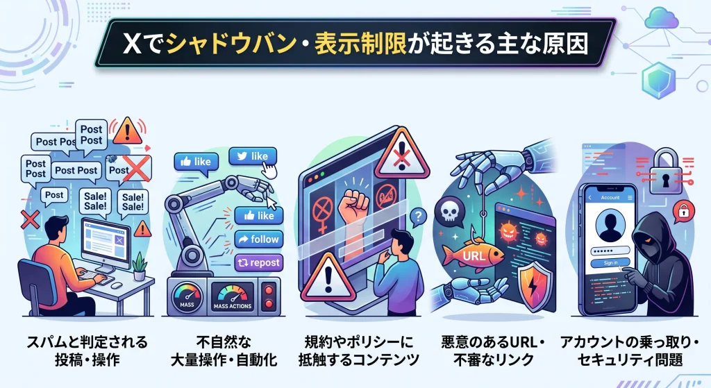 6. Xでシャドウバン・表示制限が起きる主な原因