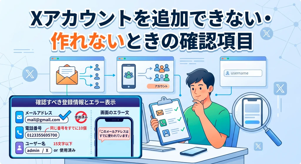 4. Xアカウントを追加できない・作れないときの確認項目