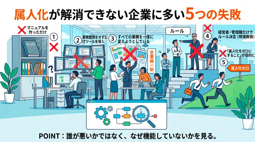 4. 属人化が解消できない企業に多い5つの失敗