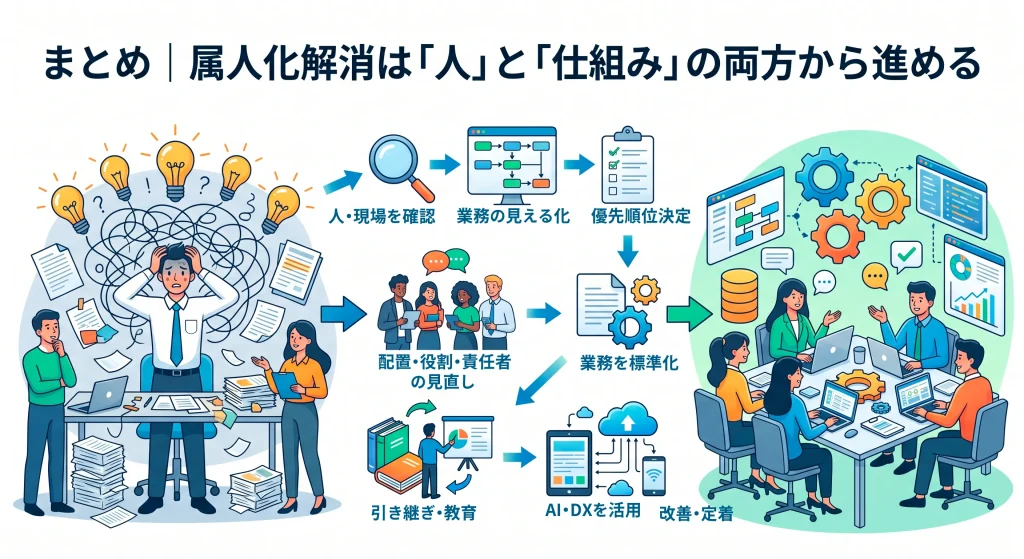9. まとめ｜属人化解消は「人」と「仕組み」の両方から進める