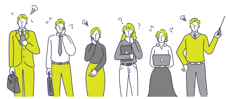 広告運用の課題を抱えるビジネスパーソンのイラスト