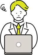 自社で広告運用を担当し困った様子の人物のイラスト