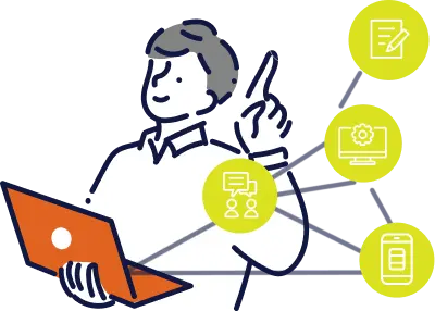 専門知識を使って広告運用を支援するイラスト