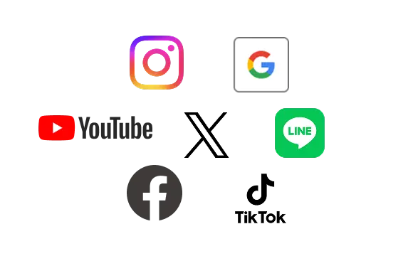 SNS広告の対象となるプラットフォームのロゴ