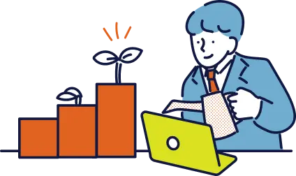 広告の成果データを蓄積・分析しているイラスト