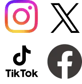 Instagram、Facebook、X、TikTokのアイコン