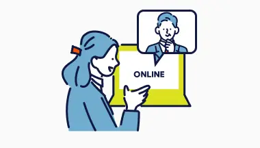 資料を共有しながらコミュニケーションを取る2人のイラスト