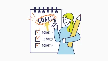 改善提案を行うためにデータを分析する担当者のイラスト