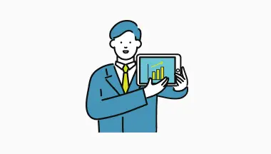 内容や条件を説明するビジネスパーソンのイラスト