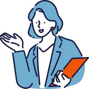 女性が手を添えて解説している様子のイラスト