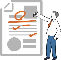 チェックリストを説明する人物