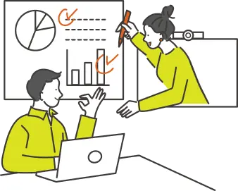 打ち合わせをする人物のイラスト