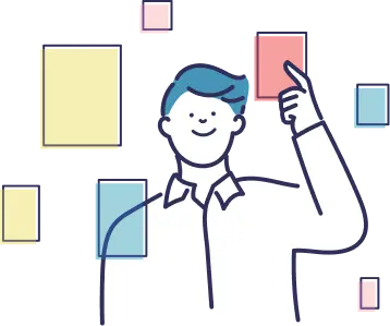 デジタルマーケティグ支援をイメージした人物のイラスト