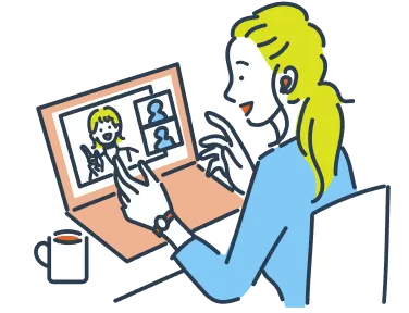オンラインで打ち合わせを行うビジネスパーソンのイラスト