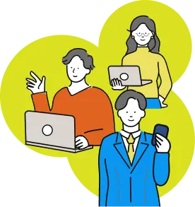 成果に向き合うチームメンバーのイラスト