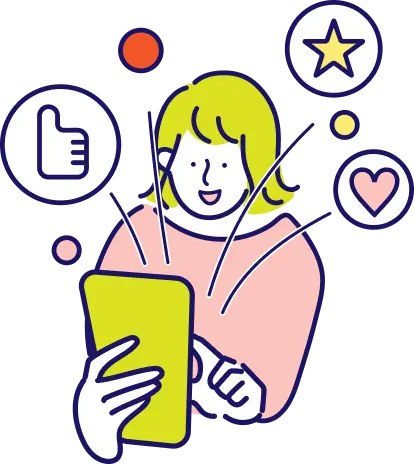 Lステップで成果を得て喜ぶ女性のイラスト