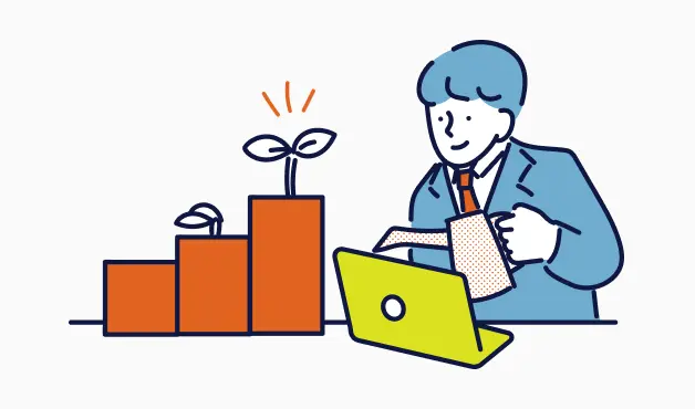 LINEで関係構築する様子のイラスト