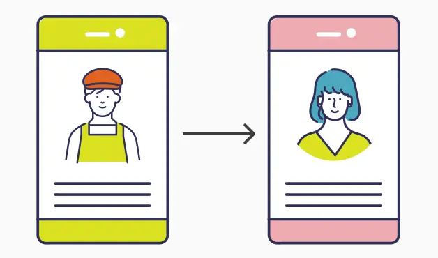 1対1のコミュニケーションで信頼を深めるLINEのイラスト