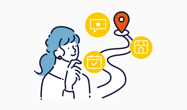 LINEで予約やリピート施策を完結させる様子のイラスト