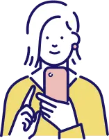 スマホで予約・問い合わせを行う女性のイラスト