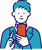 スマホでリピート施策を確認する男性のイラスト