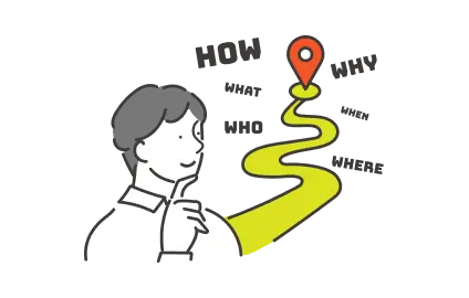 施策の方向性を考える人物のイラスト