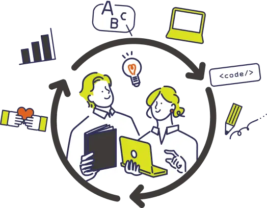 SEO分析やアルゴリズムに強い発信を行うイラスト