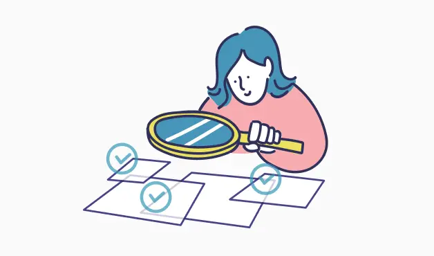 女性がデータ分析している様子のイラスト